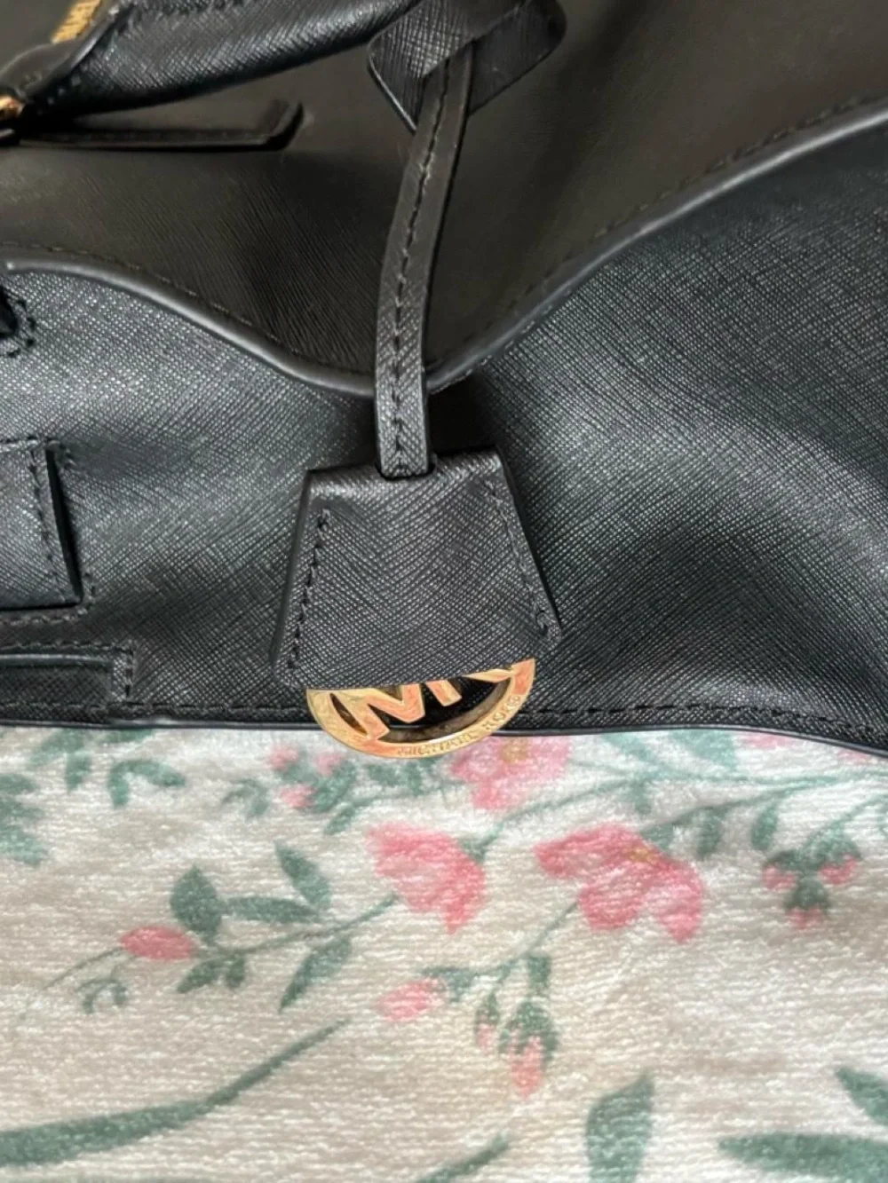 Michael Kors Black Saffiano Satchel with Gold Hardware